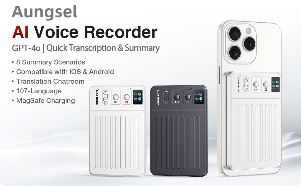 thumbnail image 2 of AI Voice Recorder 64GB Audio Recorder App Control Intelligent Stt Engine Real Time Transcribe And Translate Summarize Empowered By Chatgpt Support 60 Languages Compatible With Ios I.52659110 2 of 10